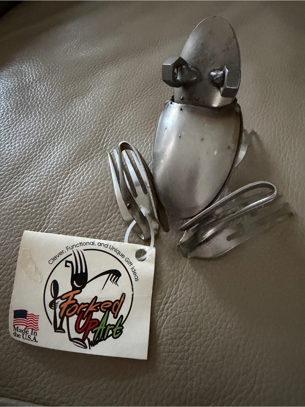 FORKED UP ART 2009 Upcycled Metal Flatware Frog Sculpture Fork/Spoon Made in USA - Picture 10 of 16
